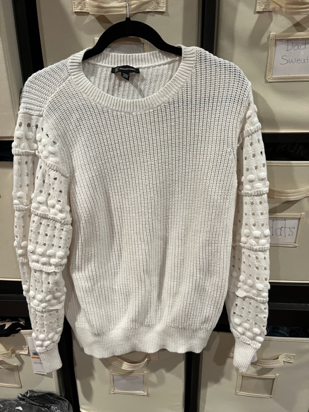 Inc women’s Cream Knit Bubble Sleeve Sweater